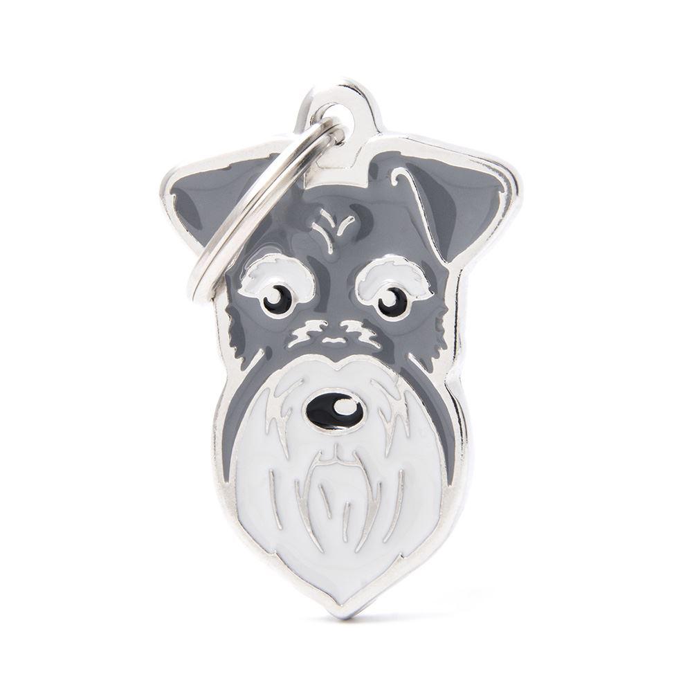 Halsbandssmycke med Rasmotiv - Schnauzer - Grå