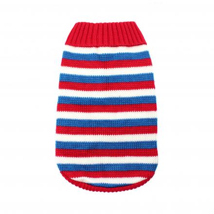 Stickad Hundtröja - Red, White & Blue Striped