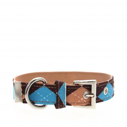 Urban Pup Halsband - Brown & Blue Argyle